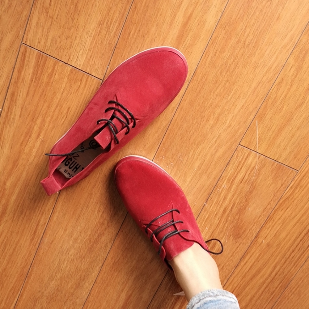 New suede red sneakers